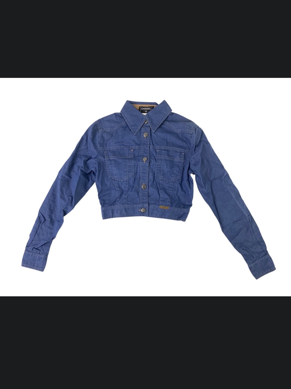 Chanel 2001 Blue Denim Single-Breasted Cropped Jacket, Made In Italy -